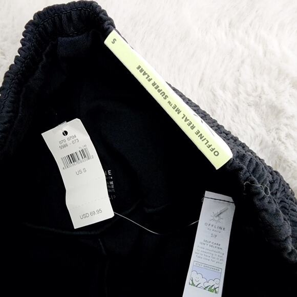 Aerie Offline Real Me Smocked Black Super Flare Hi Rise Yoga Legging S NWT - Picture 5 of 12